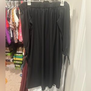 LOFT Black Long Sleeve Off-Shoulder Dress